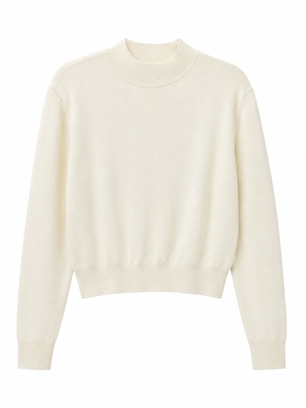 Favorite Daughter The Whitney Mock Neck Sweater Ivory Cropped Knit Women’s Large